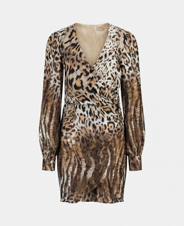 VESTIDO GUESS ANIMAL PRINT M/LARGA W4BK40WGLK2