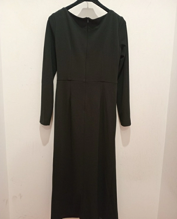 VESTIDO MIDI M/LARGA NUDO HEBILLA